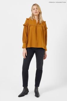 French Connection Gold Aristide Recycled Courtney Crepe Top (C81268) | €38