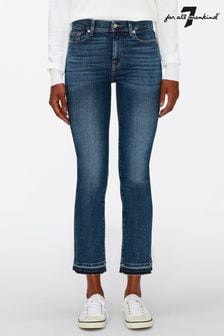 7 For All Mankind Blue Straight Crop Soho Light Jeans With Raised Hem (C81484) | $346