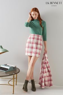 LK Bennett Red Lotta Check Cotton Mini Skirt (C81867) | 227 €