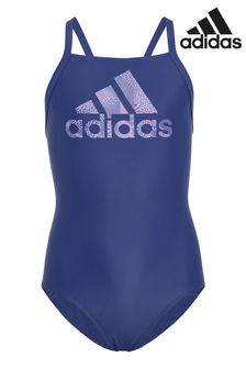 Niebieski - Dziecięcy strój kąpielowy Adidas z dużym logo (C81931) | 57 zł