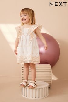 白色／乳白色 - 棉質繡花連身裙 (3個月至8歲) (C81994) | NT$1,070 - NT$1,330