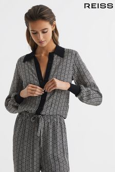 Reiss Olivia Printed Mix-Knitted Shirt