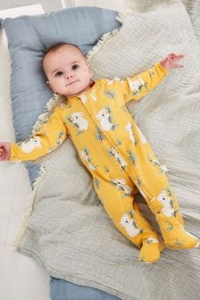 Jojo Maman Bébé Yellow Koala Print Zip Sleepsuit (C82309) | TRY 259