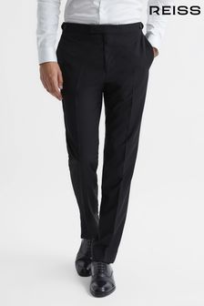Reiss Black Pray Slim Wool Blend Trousers (C82379) | $227