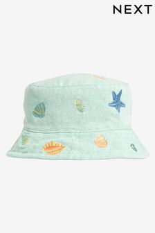  (C82441) | HK$70 - HK$87 Aqua藍色貝殼 - 繡花漁夫帽 (3個月至13歲)