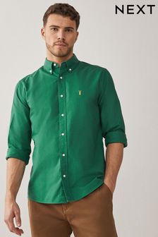 Зеленый - С оленем - Оксфордская рубашка с длинными рукавами (C82453) | €25