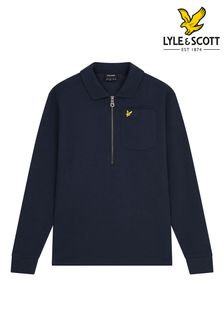 Marineblau - Lyle & Scott Crest Textured Half Zip Sweatshirt (C82517) | 114 €