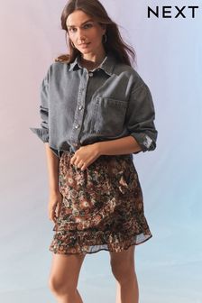 Brown Floral Ruffle Mini Skirt (C82603) | 16 €