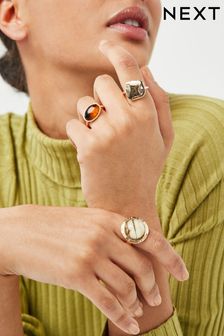 Gold Tone Recycled Metal Statement Rings 3 Pack (C82689) | €8