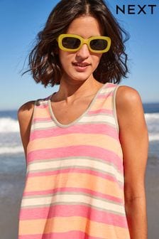 Orange/Pink Stripe Cotton Slub Vest Top (C82692) | 10 €