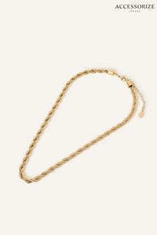 Accessorize Gold Tone Stainless Steel Twisted Chain Necklace (C82793) | LEI 167