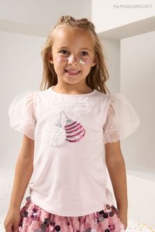 Розовая футболка с пышными рукавами и отделкой Angel & Rocket Elodie (C82885) | €10 - €12