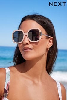 Nude Cream Metal Detail Square Sunglasses (C82889) | €10