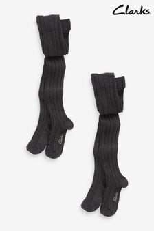 Clarks Grey Ribbed Tights 2 Pack (C82937) | €20 - €28