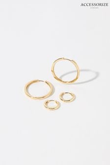 Accessorize Gold-Plated Hoop Earring Set (C82944) | ₪ 79