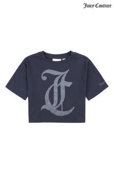 Blau - Juicy Couture Länger geschnittenes, kastiges T-Shirt mit farblich abgestimmtem Bund (C83068) | 19 € - 27 €