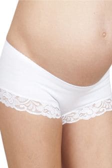 JoJo Maman Bébé White 3-Pack Lace Trim Maternity Shorts (C83109) | AED83