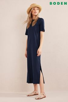Синий - Трикотажное платье-футболка миди Boden (C83196) | €52