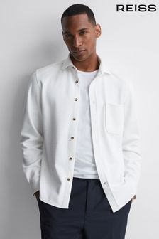 Reiss White Moritz Textured Button-Through Overshirt (C83283) | 168 €
