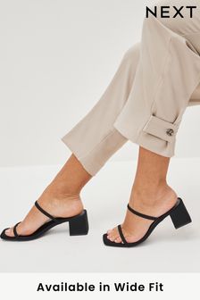 Black Regular/Wide Fit Forever Comfort® Two Band Block Heel Mules (C83322) | €12