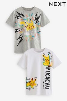 Grey Marl/ White 100% Cotton Pokémon Licensed T-Shirt 2 Pack (4-16yrs) (C83513) | $29 - $39