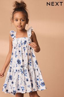 Blue Floral Printed Tiered Dress (3-16yrs) (C83697) | $27 - $36