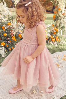 Pink Embellished Tulle Bridesmaid Dress (3mths-8yrs) (C83757) | 153 zł - 165 zł