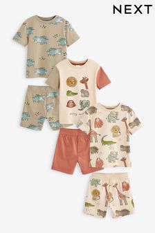 Rust/Ecru Animal Print 3 Pack Shorts Pyjamas (9mths-8yrs) (C83776) | $57 - $69