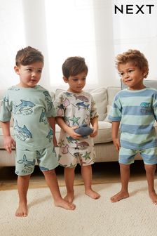 Bleu imprimé bord de mer - Lot de 3 pyjamas courts (9 mois - 10 ans) (C83896) | €24 - €31