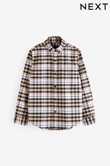 Tan Brown Check Long Sleeve Next Oxford Shirt (3-16yrs) (C83916) | 11 € - 16 €