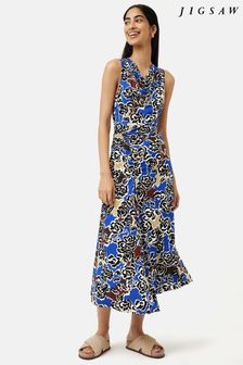 Jigsaw Blue Brushed Rose Jersey Dress (C84128) | €89