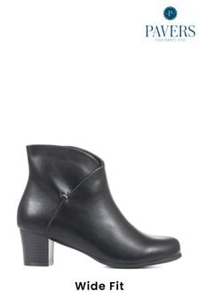 Pavers Black Wider Fit Block Heel Ankle Boots (C84133) | $72