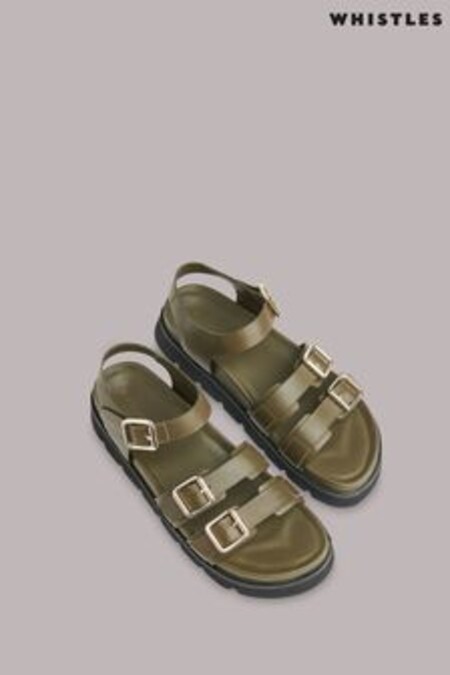 Whistles Green Jemma Triple Buckle Sandals (C84482) | 227 €