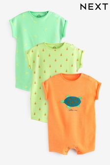 Fluro Orange Turtle Baby Rompers 3 Pack (C84613) | €24 - €30