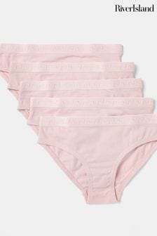 River Island Light Pink Girls Briefs 5 Pack (C84683) | €10