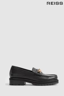 Reiss Black Charlotte Leather Loafers (C84768) | €241