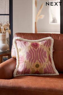 Rose Pink 50 x 50cm Roaming Ikat Fringe Cushion
