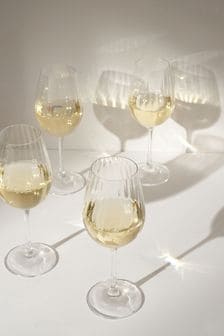 Truly Set of 4 Clear Fluted Crystal White Wine Glasses (C84965) | €45