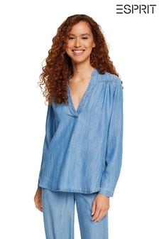 Esprit blauwe blouse met denimlook met medium wassing (C85032) | €37