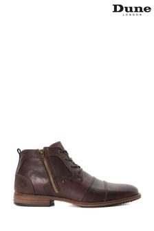 Dune London Brown Chrome Captains Double Toe Cap Detail Leather Boots (C85260) | €172