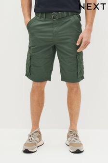 Khaki Belted Cargo Shorts (C85545) | $45