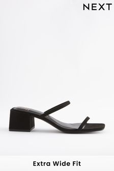 Black Extra Wide Fit Forever Comfort® Two Band Block Heel Mules (C85548) | 17 €