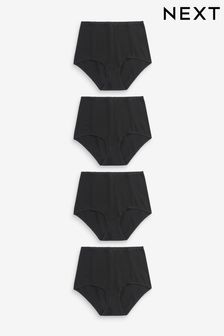 Black Full Brief Cotton Rich Knickers 4 Pack (C85563) | TRY 230