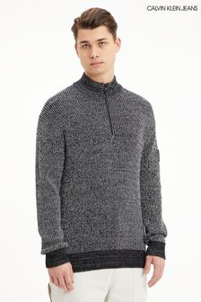 Calvin Klein Jeans Pullover mit kurzem Reißverschluss und Logo-Aufnäher, Schwarz (C85586) | 99 €