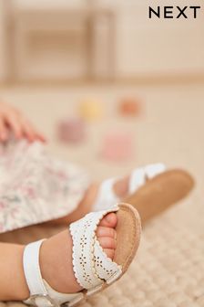 White Scallop Baby Sandals (0-18mths) (C85607) | $24