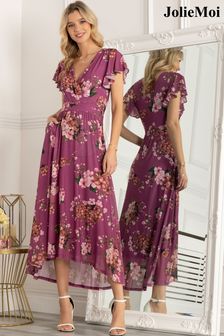 Jolie Moi Purple Eliza Dip Hem Mesh Maxi Dress (C85617) | 120 €