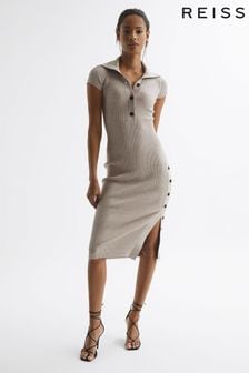 Reiss Neutral Mason Bodycon Knitted Dress (C85766) | OMR134