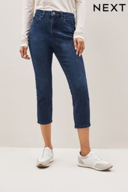 Atramentová modrá - Skrátené džínsy úzkeho strihu (C85818) | €21