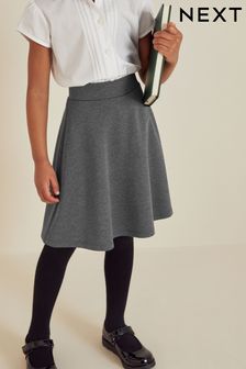 灰色加長款 - 平織彈力鬆緊校園風高腰短裙 (3-17歲) (C86017) | NT$360 - NT$580