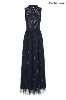 Amelia Rose Blue Embellished Maxi Dress (C86165) | 115 €